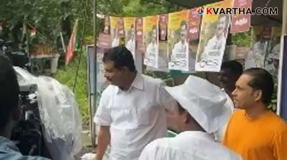 General view of a polling booth set up for the Nilambur by-election.