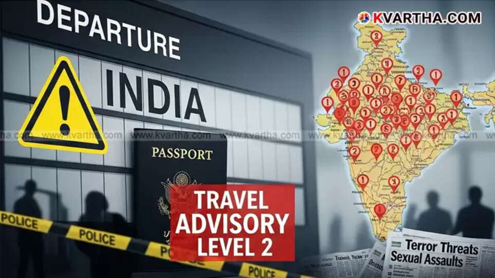 Image showing US travel advisory for India, highlighting safety concerns.