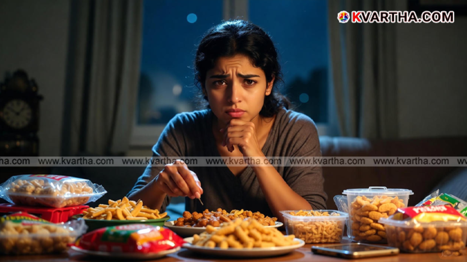 A person eating snacks due to stress