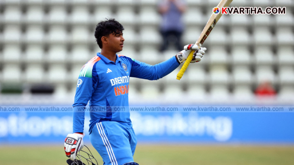 Vihan Malhotra celebrating his century in the U19 World Cup.