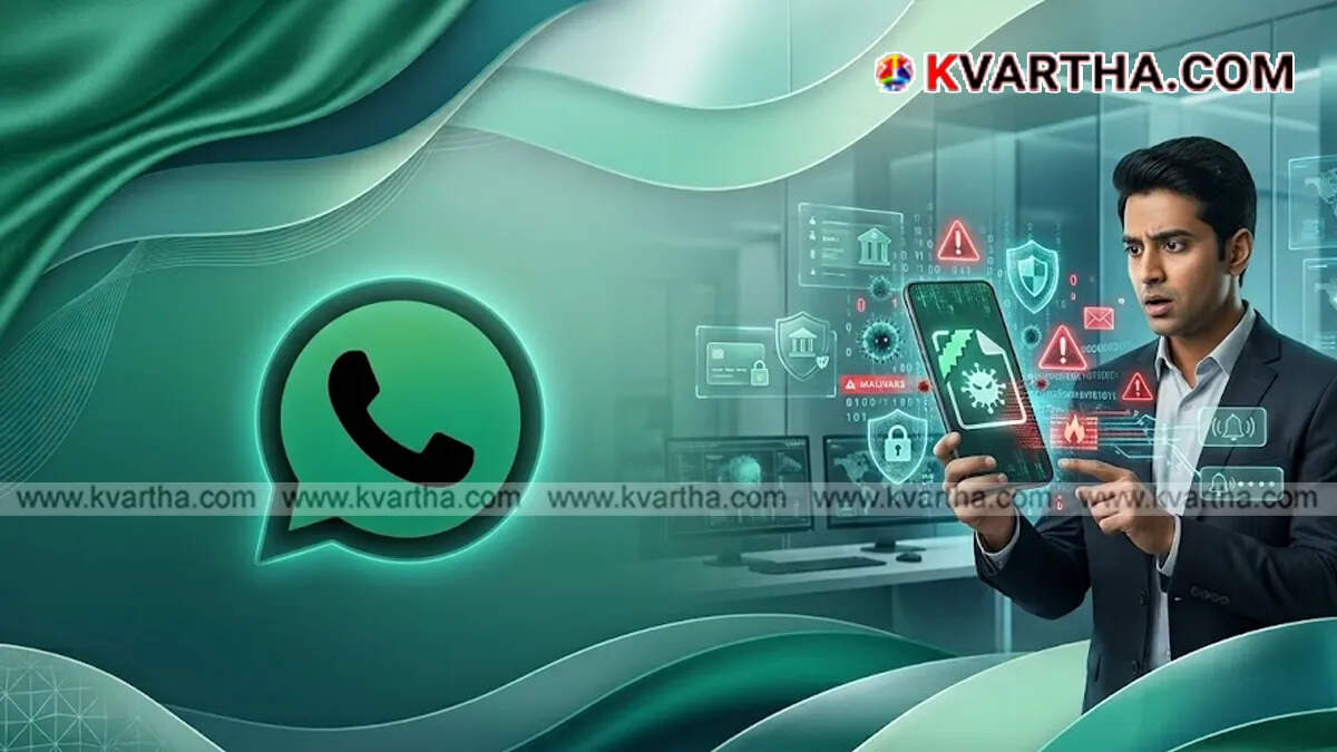 A smartphone screen showing a suspicious WhatsApp message containing an APK file