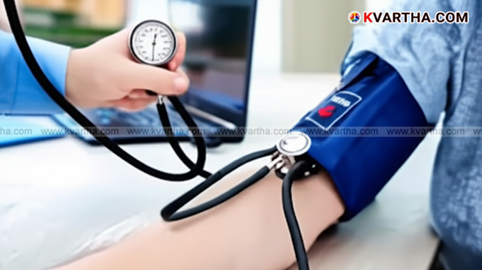 Man checking blood pressure at home