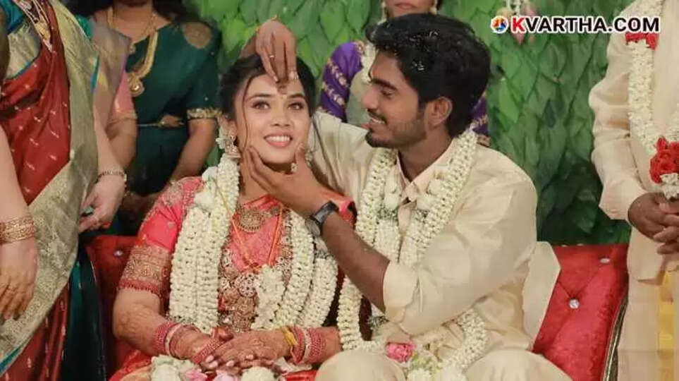 Director Abishan Jeevinth and Akhila Elangovan on their wedding day.