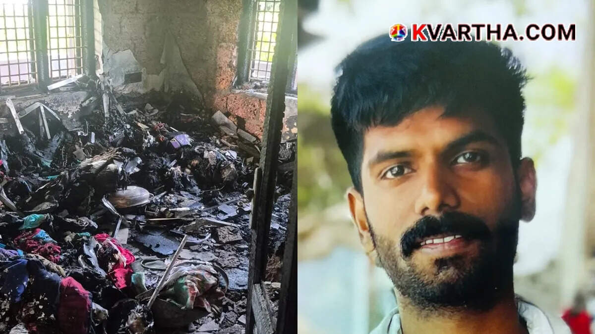 House damaged after being set on fire in Kannur