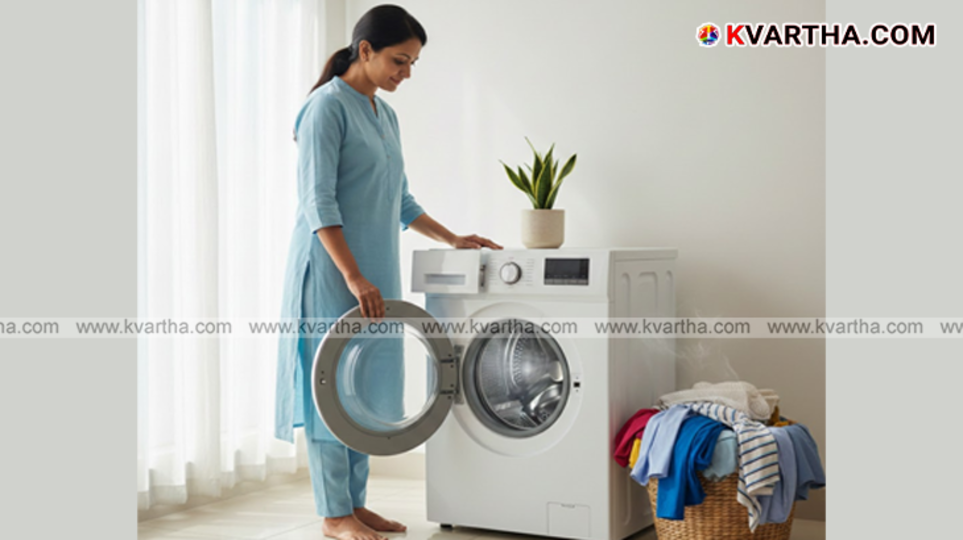 An open washing machine door showing the drum inside