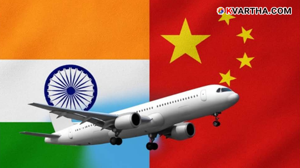 flight taking off at night with India-China text