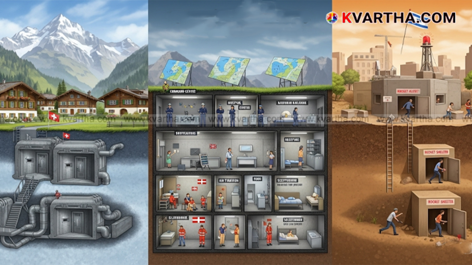 Entrance to a Swiss bunker in the Alps.