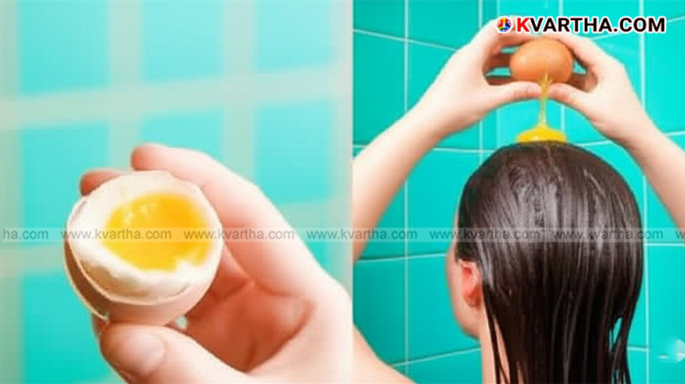 Egg for hair care with a bowl of eggs and a comb