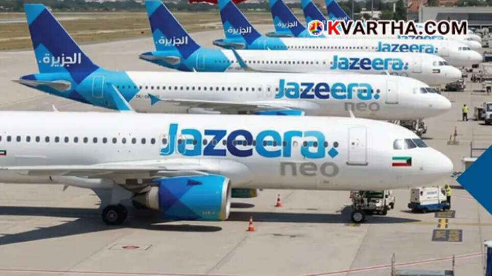 A Jazeera Airways aircraft parked at the airport runway highlighting travel and holiday offers