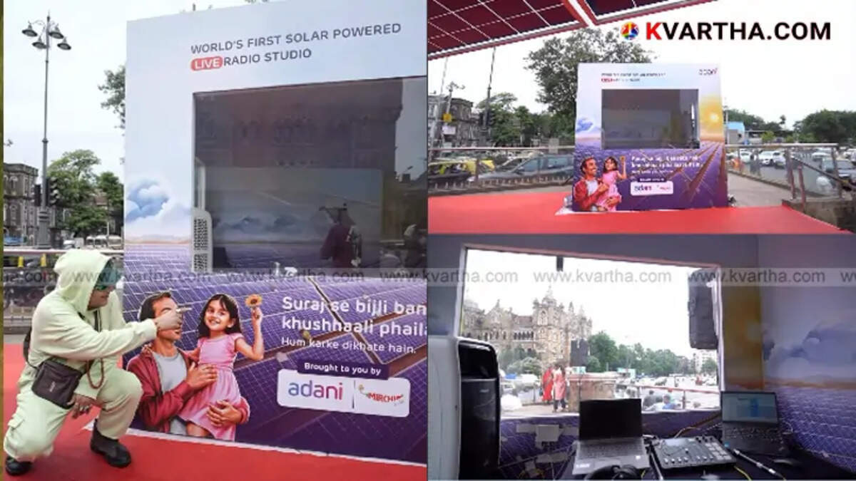 A photo showing the new solar-powered live radio studio of Radio Mirchi.