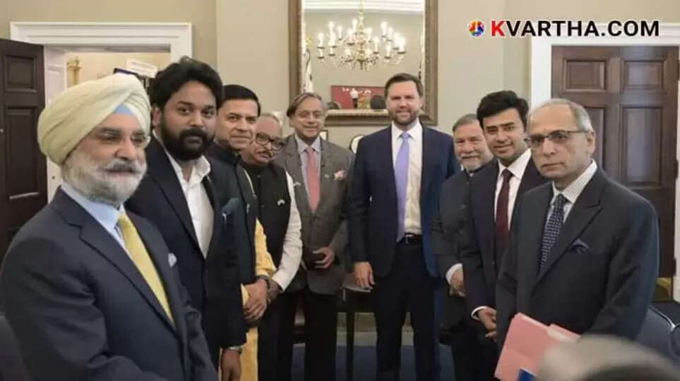 US Vice President JD Vance meeting with Indian MP Shashi Tharoor and the parliamentary delegation