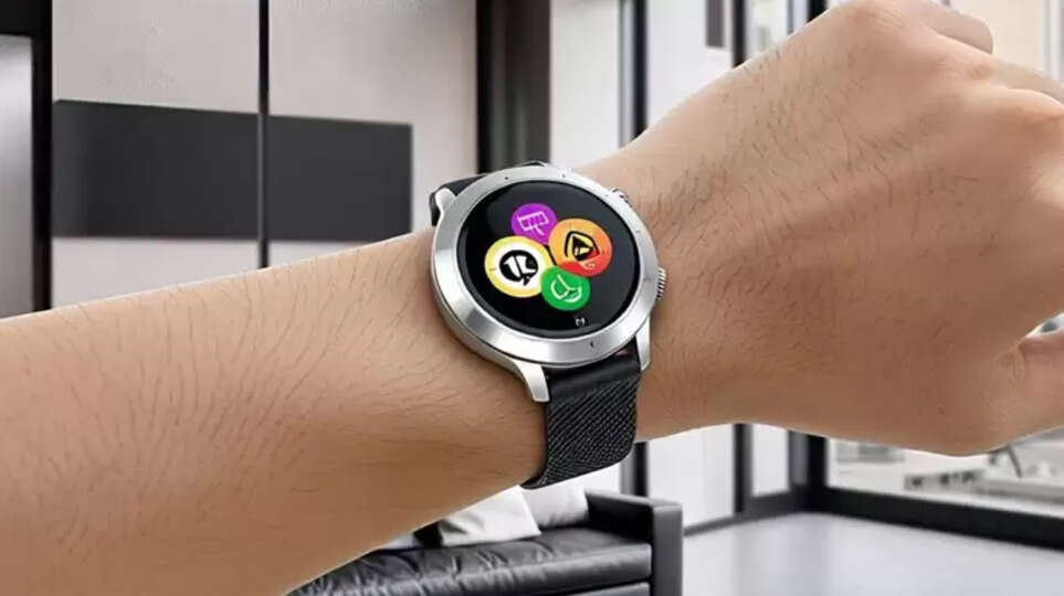 A close-up of a smartwatch displaying fitness tracking data.