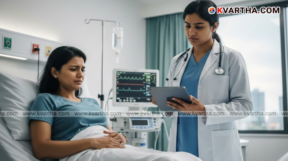 An X-ray image showing a surgical instrument left inside a patient's body.