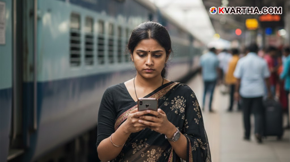  A Railway official checking PNR status of passengers at the station.