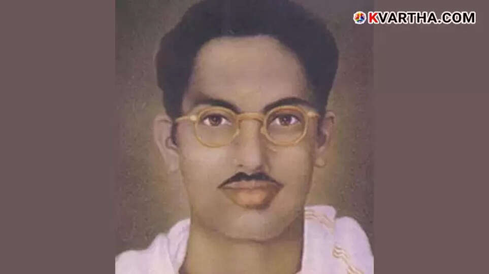 Portrait of Malayalam poet Changampuzha Krishna Pillai.