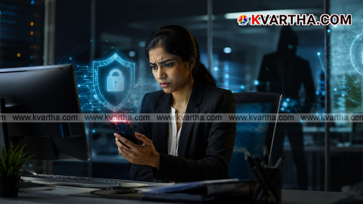 Conceptual image of cyber fraud involving mobile and money