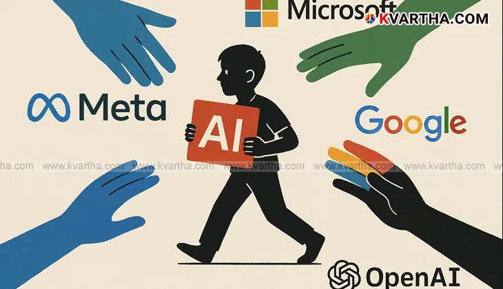 A symbolic image showing tech giants competing for AI talent.