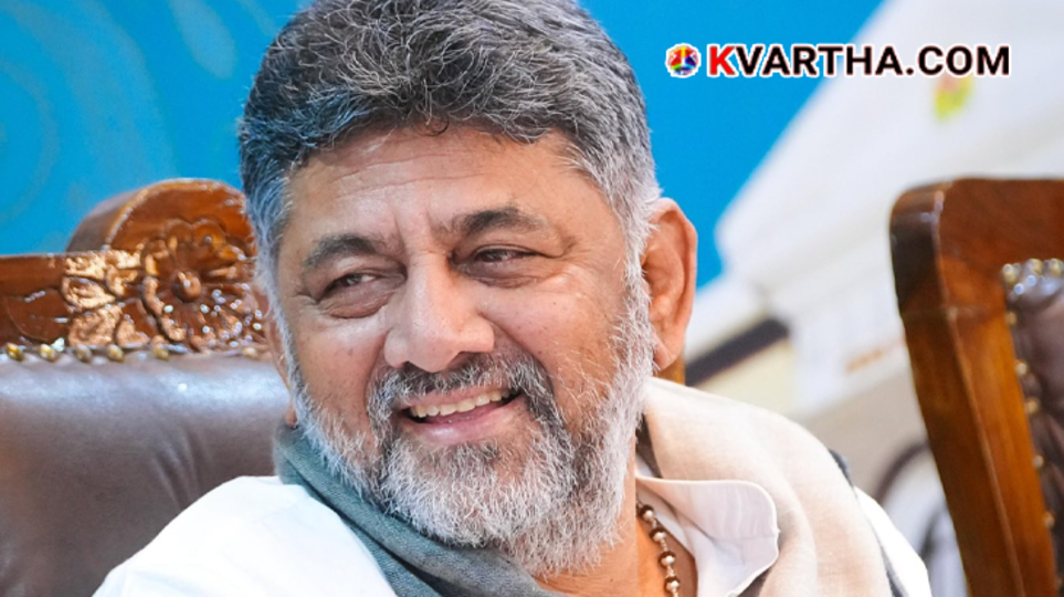 D.K. Shivakumar waving hands to supporters in Bengaluru