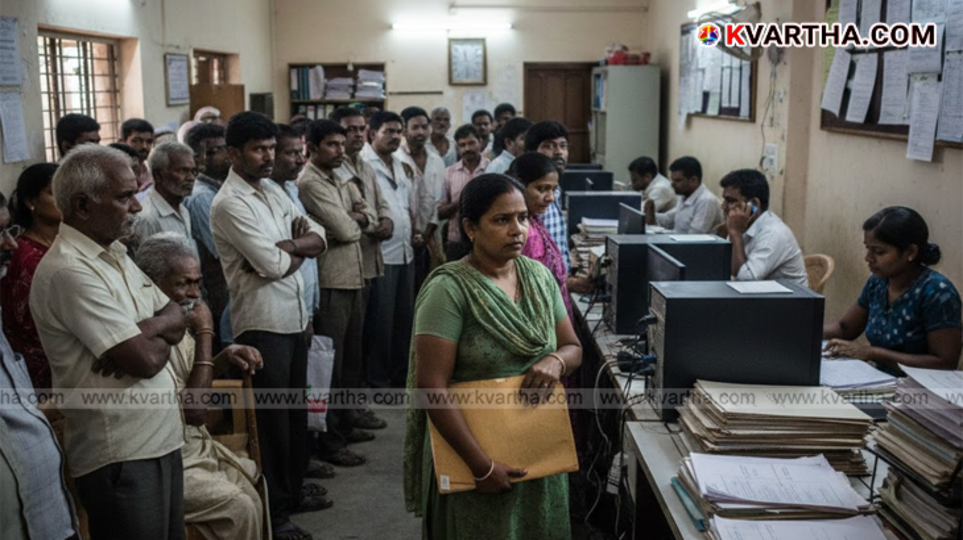  Crowd waiting in front of Akshaya Center in Kerala