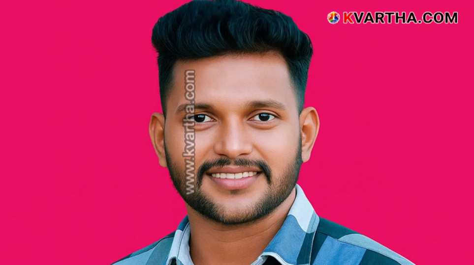 A photo of P.V. Ratheesh, the young leader who passed away.