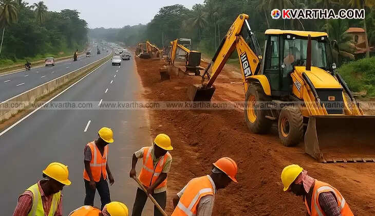 Ongoing widening work of National Highway 66 in Kerala.