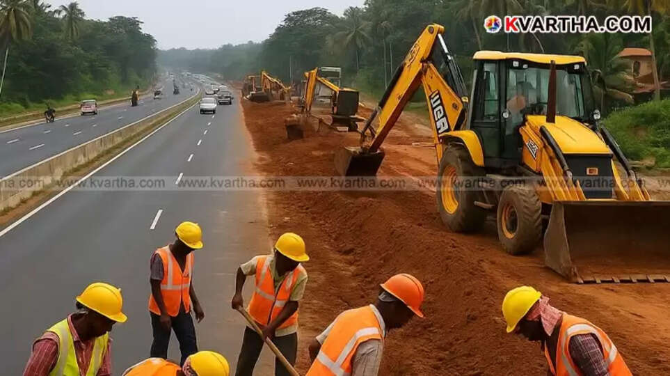 Ongoing widening work of National Highway 66 in Kerala.
