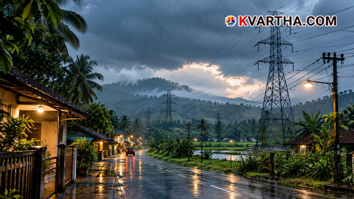 Representational image reflecting KSEB power distribution and rain relief in Kerala