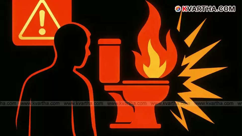 Damaged toilet seat after explosion in Noida.