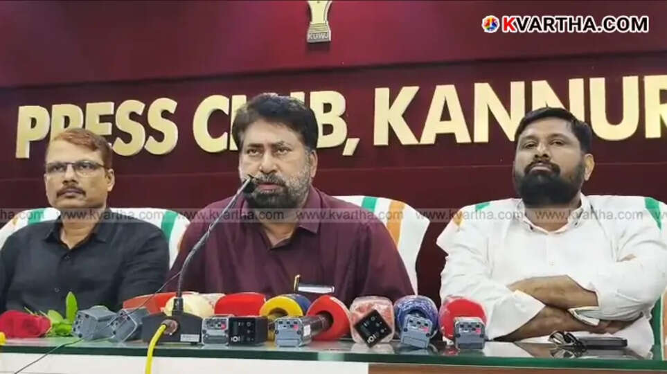 CPI Kannur District Secretary C.P. Santhosh Kumar speaking at a press meet.