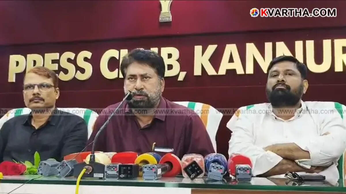 CPI Kannur District Secretary C.P. Santhosh Kumar speaking at a press meet.