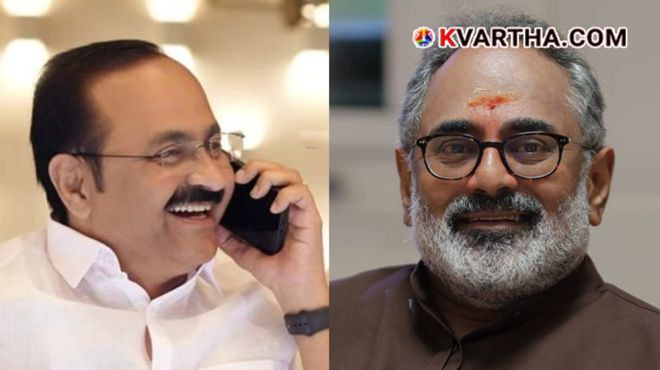 A split image of Chief Minister-designate V.D. Satheesan and BJP State President Rajeev Chandrasekhar representing political consensus.