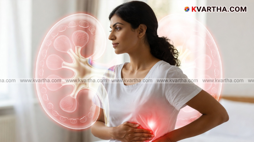 Illustration showing healthy human kidneys and water glass.