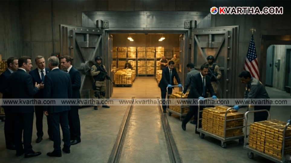Thousands of gold bars stored in the underground vault of the Federal Reserve Bank of New York.