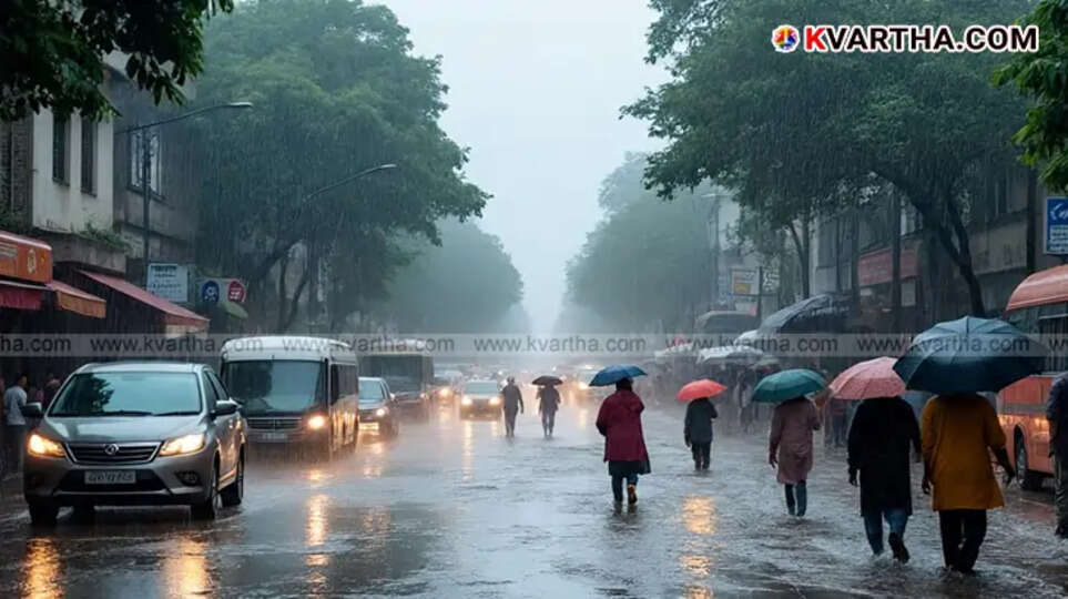 A waterlogged road in an Indian city during monsoon.
