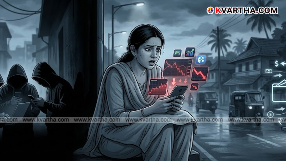 Concept image showing a smartphone with a graph and a hacker stealing money.
