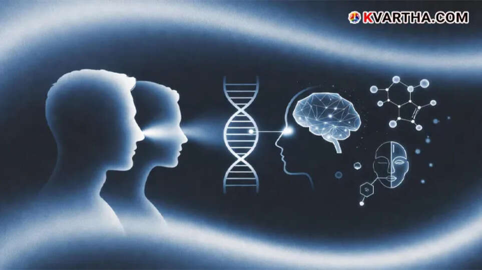 Illustration of human brain lighting up with chemical symbols during romantic attraction.