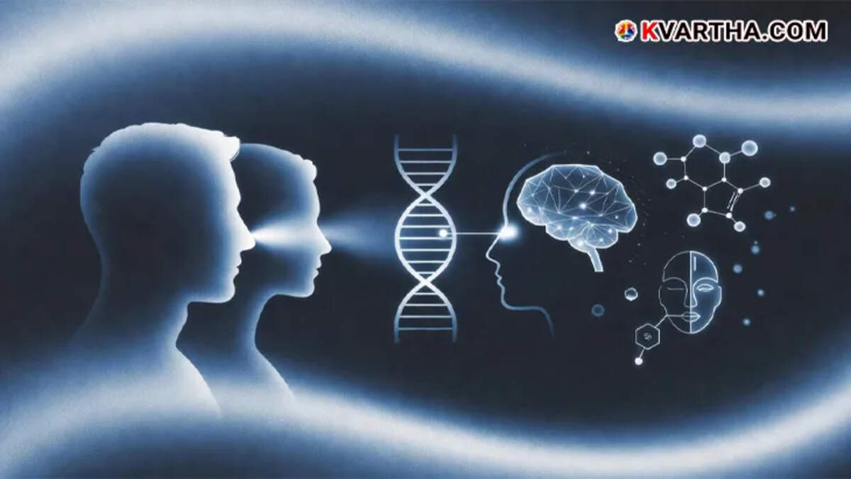 Illustration of human brain lighting up with chemical symbols during romantic attraction.