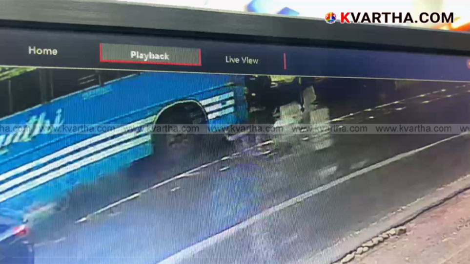 Damaged private bus involved in an accident in Kannur