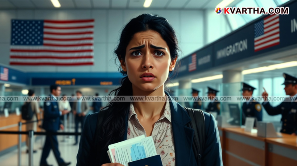  US Visa stamp and warning sign illustration