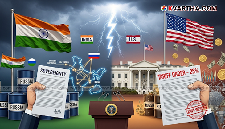 Representational image of India and Russia flags with oil barrels.