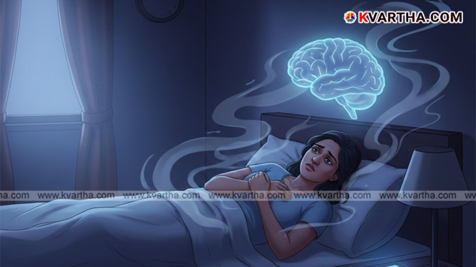 Man struggling to sleep at night with a clock in background