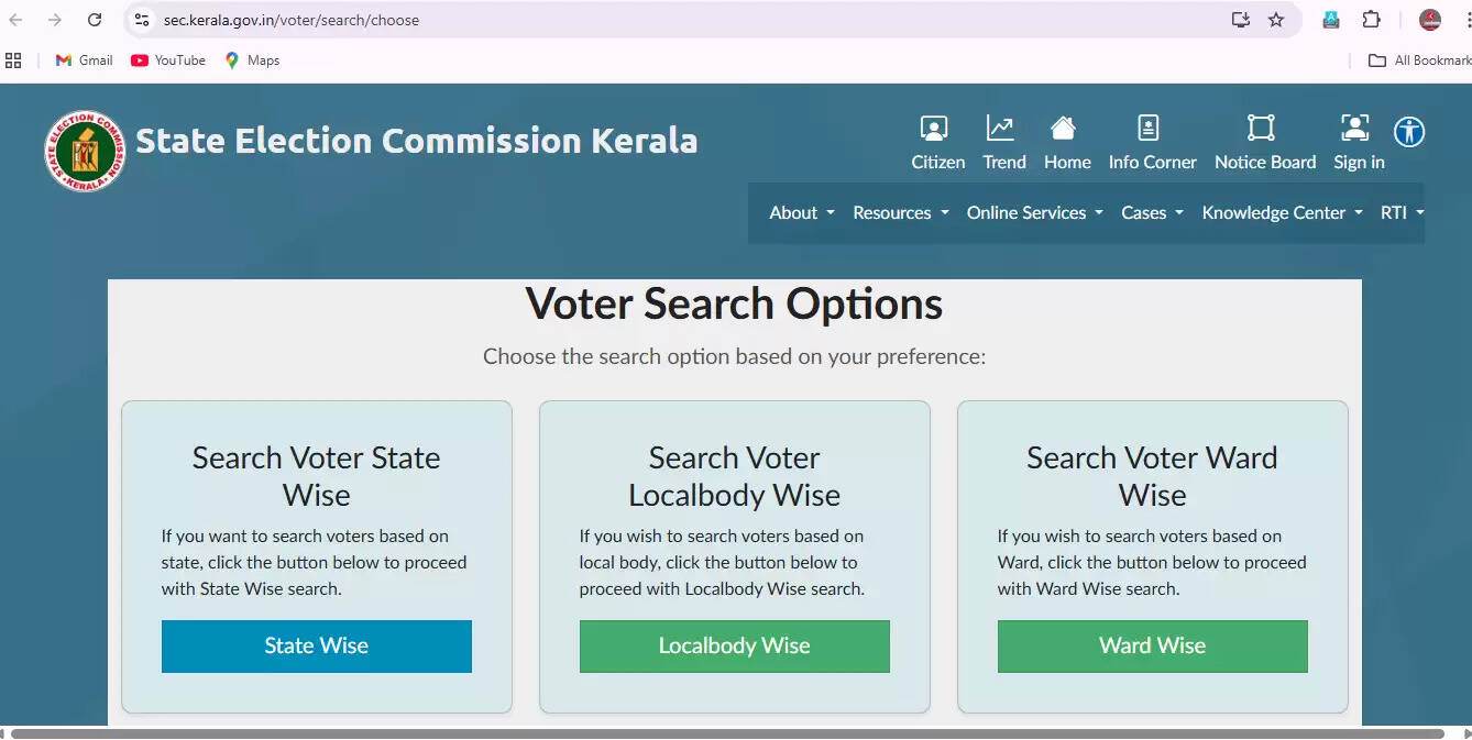 kerala sec voters list search facility live check localbody
