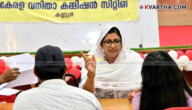 Adv P Kunjaisha leading the Women's Commission adalath in Kannur.