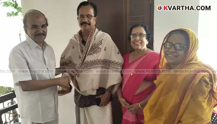 Kookanam Rahman with former student Yashoda and her husband Mohanan