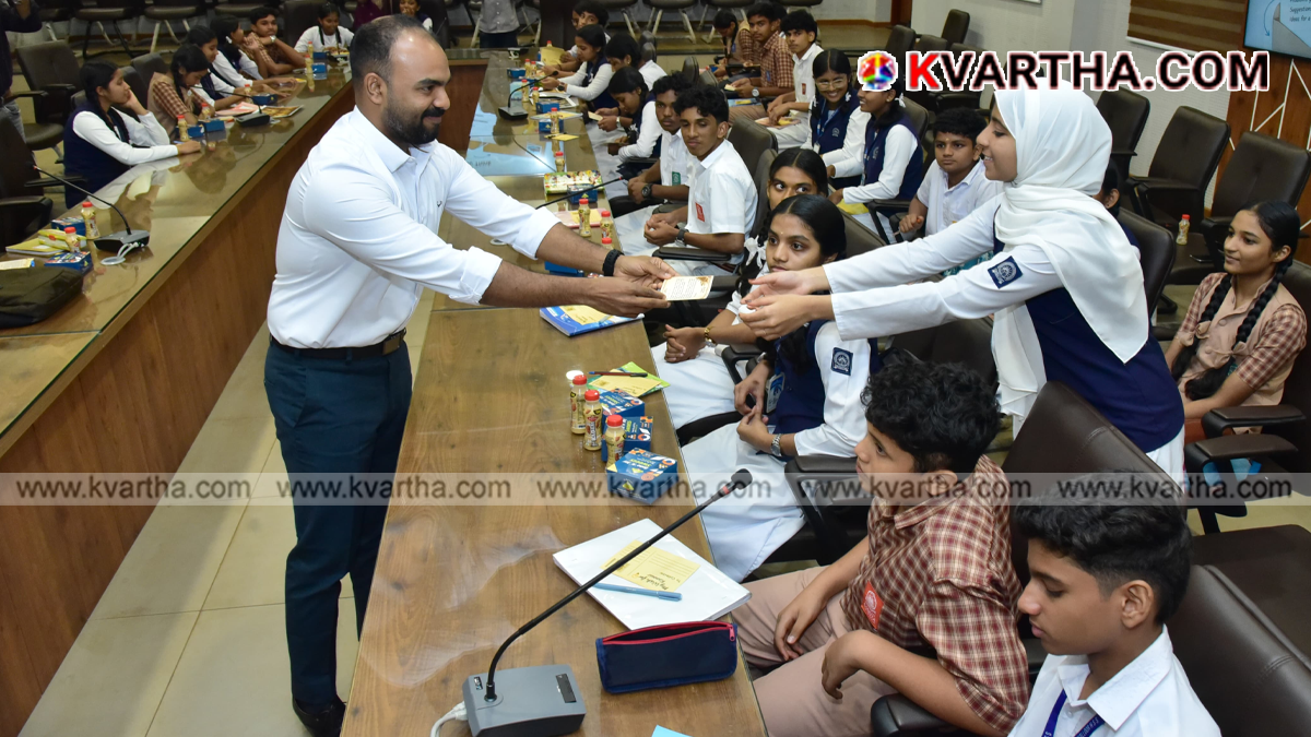 Conceptual image of District Collector interacting with school students