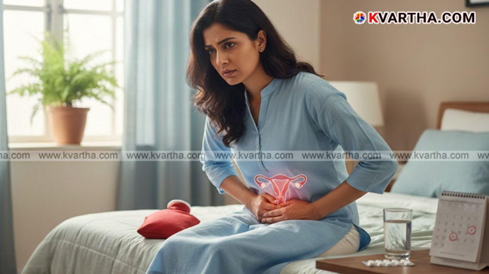 A medical illustration representing the endometriosis condition in the female reproductive system.