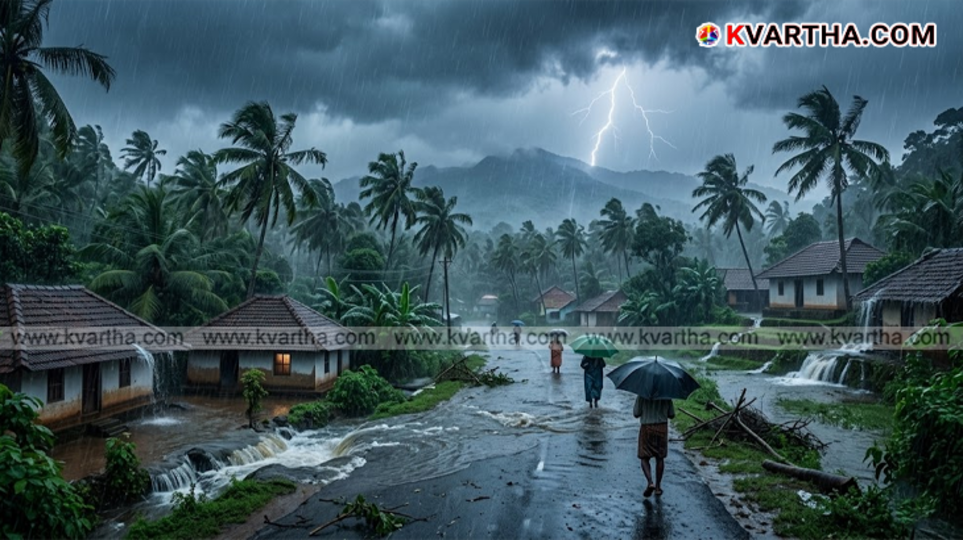 A view of the heavy summer rains that fell in Pathanamthitta district.&nbsp;