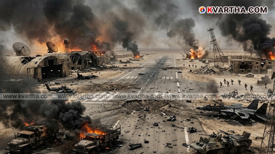 Satellite image of a US military base damaged in an Iranian attack.