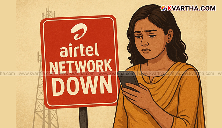 Airtel network tower and a phone screen showing no signal.