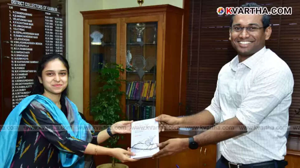 Ehteram Mufassir welcomed by District Collector Arun K Vijayan after assuming charge as Kannur Assistant Collector.